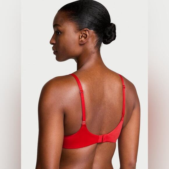 Victoria’s Secret Lace-Trim Push-Up Perfect Shape Bra in Lipstick Red, size 32A - Picture 2 of 8